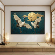 Impressionist Art | Moonlit Crane Duet