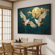 Impressionist Art | Moonlit Crane Duet
