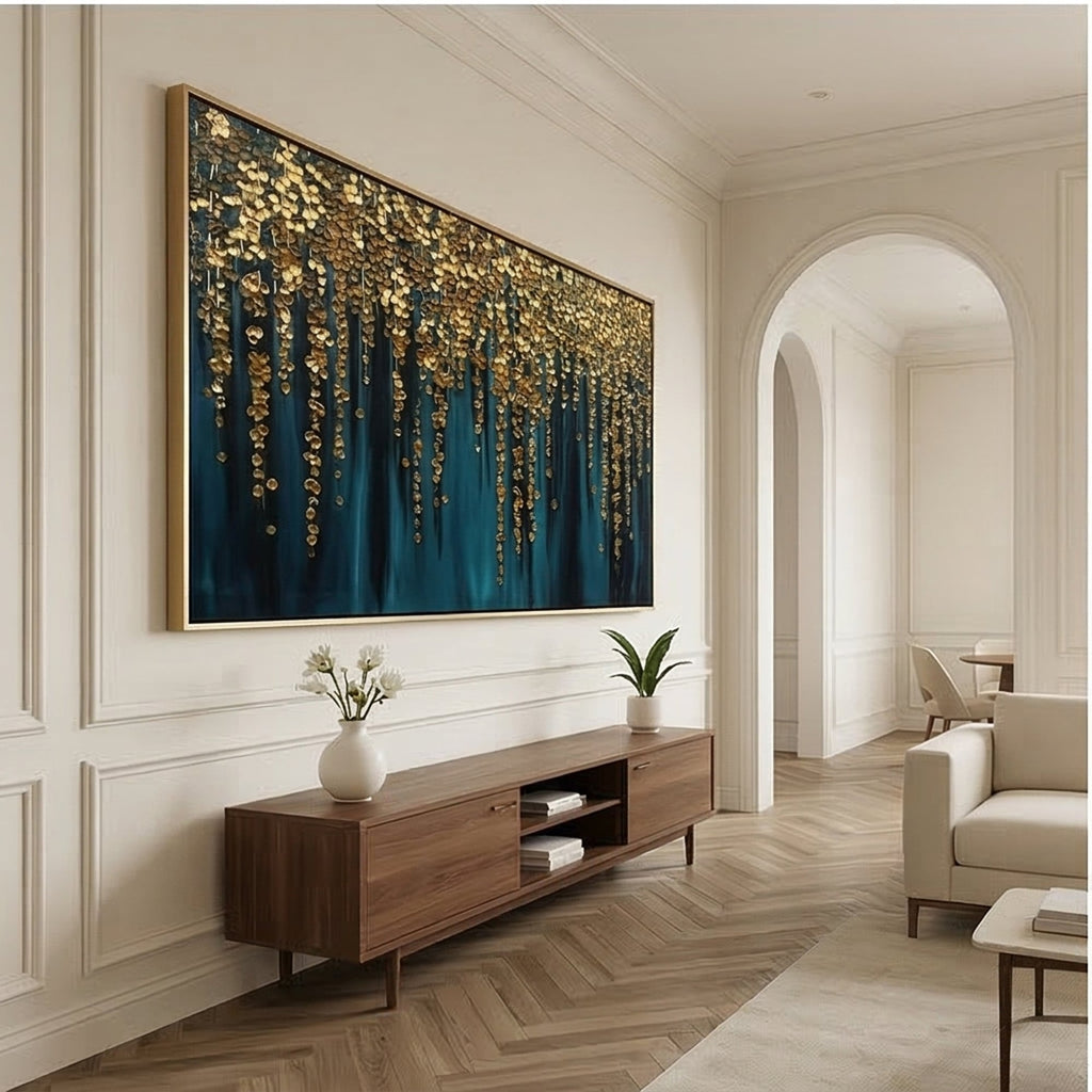 Contemporary Luxe Art | Golden Canopy Falls