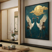 Impressionist Art | Golden Moon Cranes