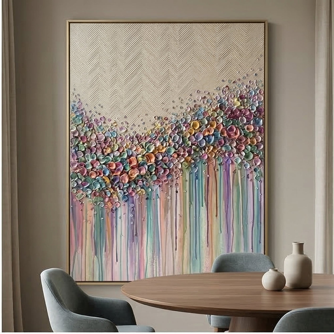 3D-Textured Art | Petal Cascade Glow - D