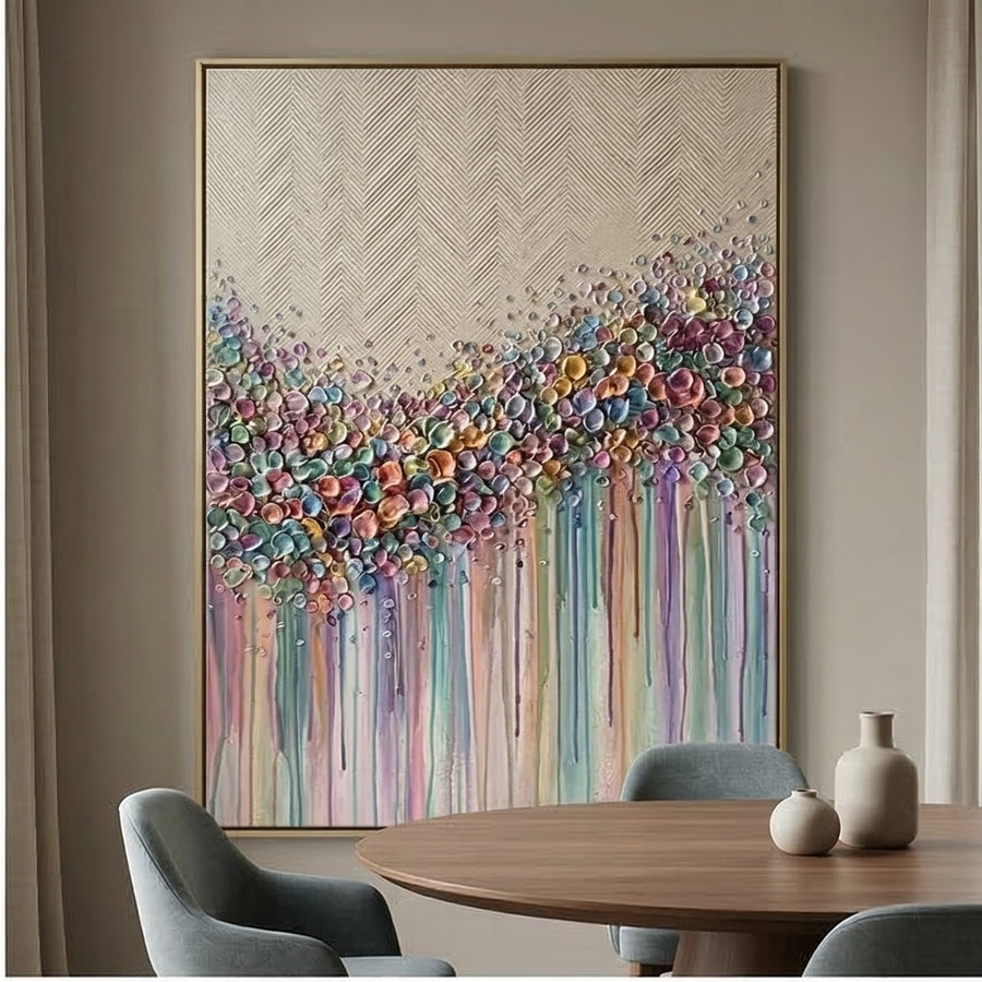 3D-Textured Art | Petal Cascade Glow - D