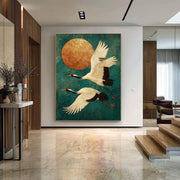 Impressionist Art | Moonlit Crane Dance