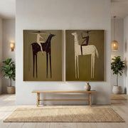 Vintage Americana Art | Green Duality Riders