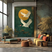 Impressionist Art | Golden Moon Crane