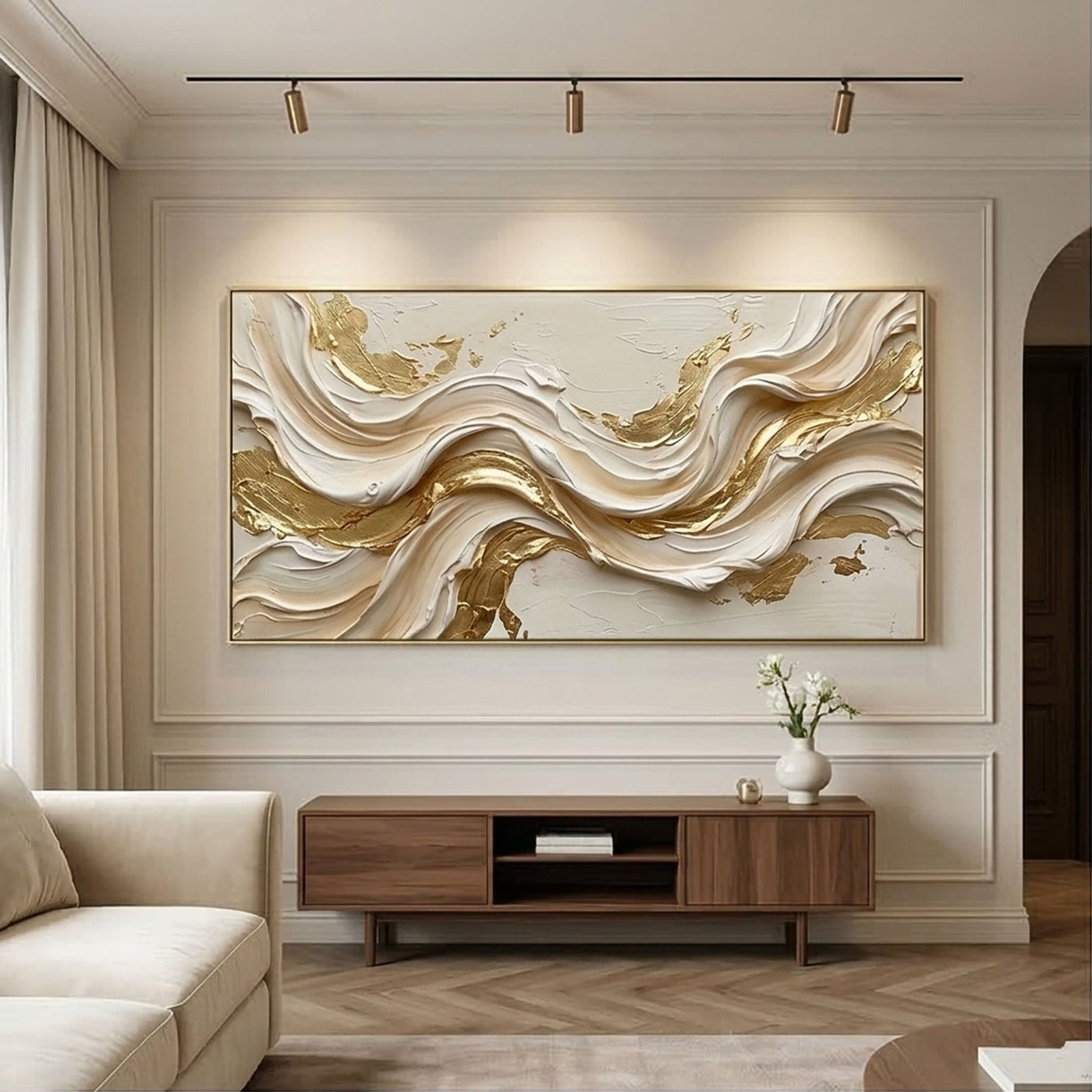 Contemporary Luxe Art | Gilded Silk Current