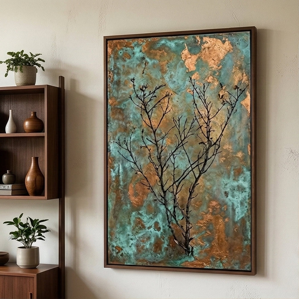 Wabi-Sabi Art | Verdigris Branch Poem
