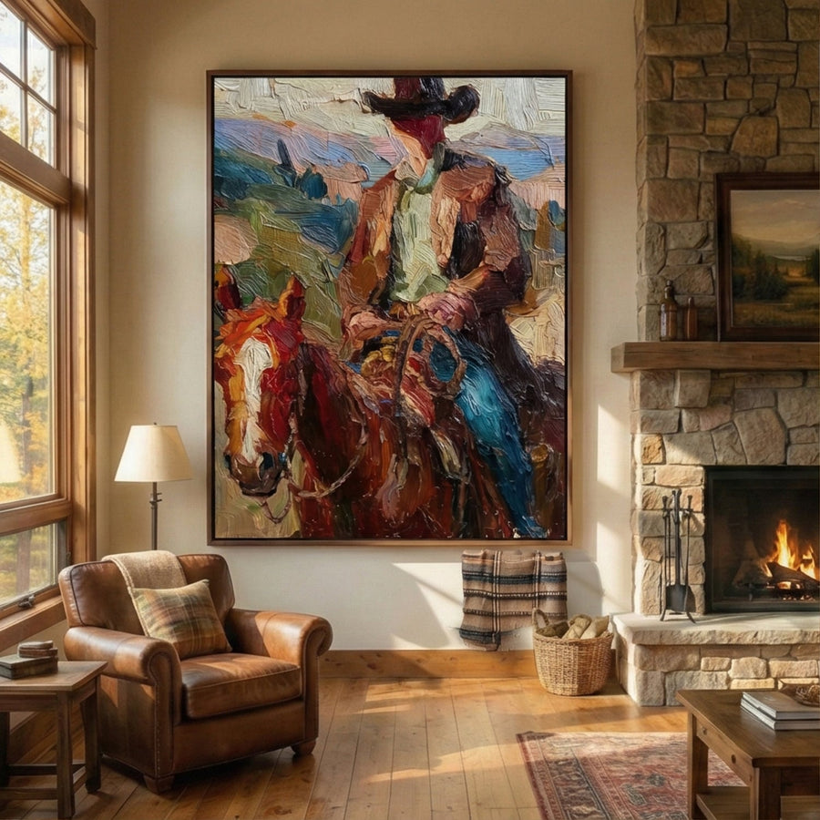 Vintage Americana Art | Crimson Steed Rider