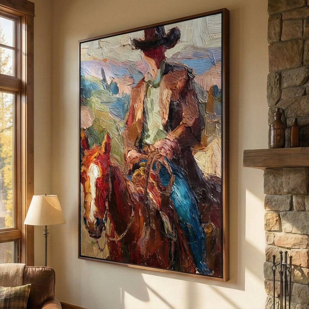 Vintage Americana Art | Crimson Steed Rider