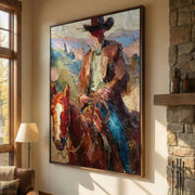 Vintage Americana Art | Crimson Steed Rider