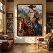 Vintage Americana Art | Crimson Steed Rider