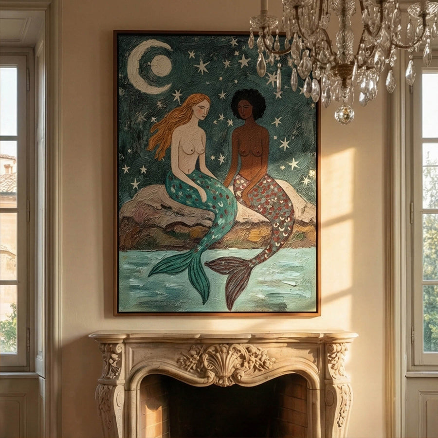 Surreal Art | Moonlit Mermaid Duet