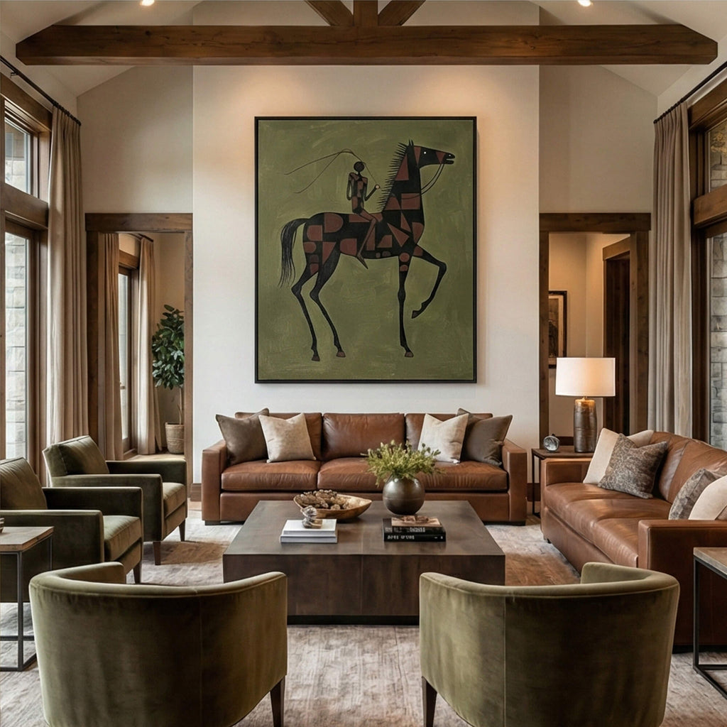 Vintage Americana Art | Geometric Equestrian