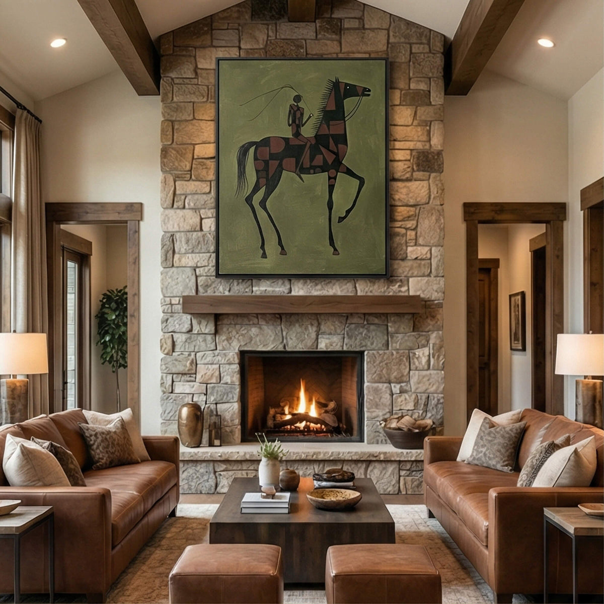 Vintage Americana Art | Geometric Equestrian