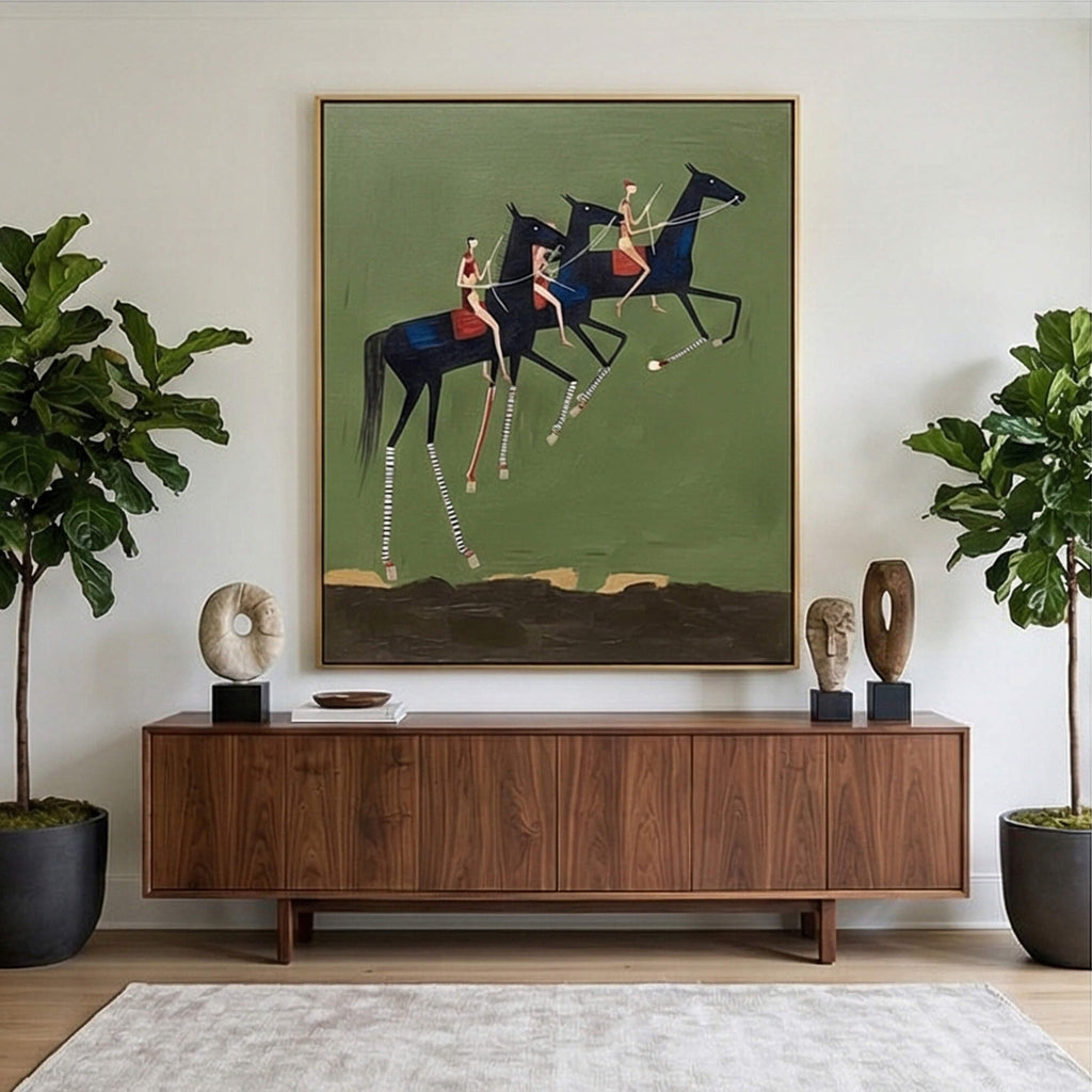 Vintage Americana Art | Equestrian Trio
