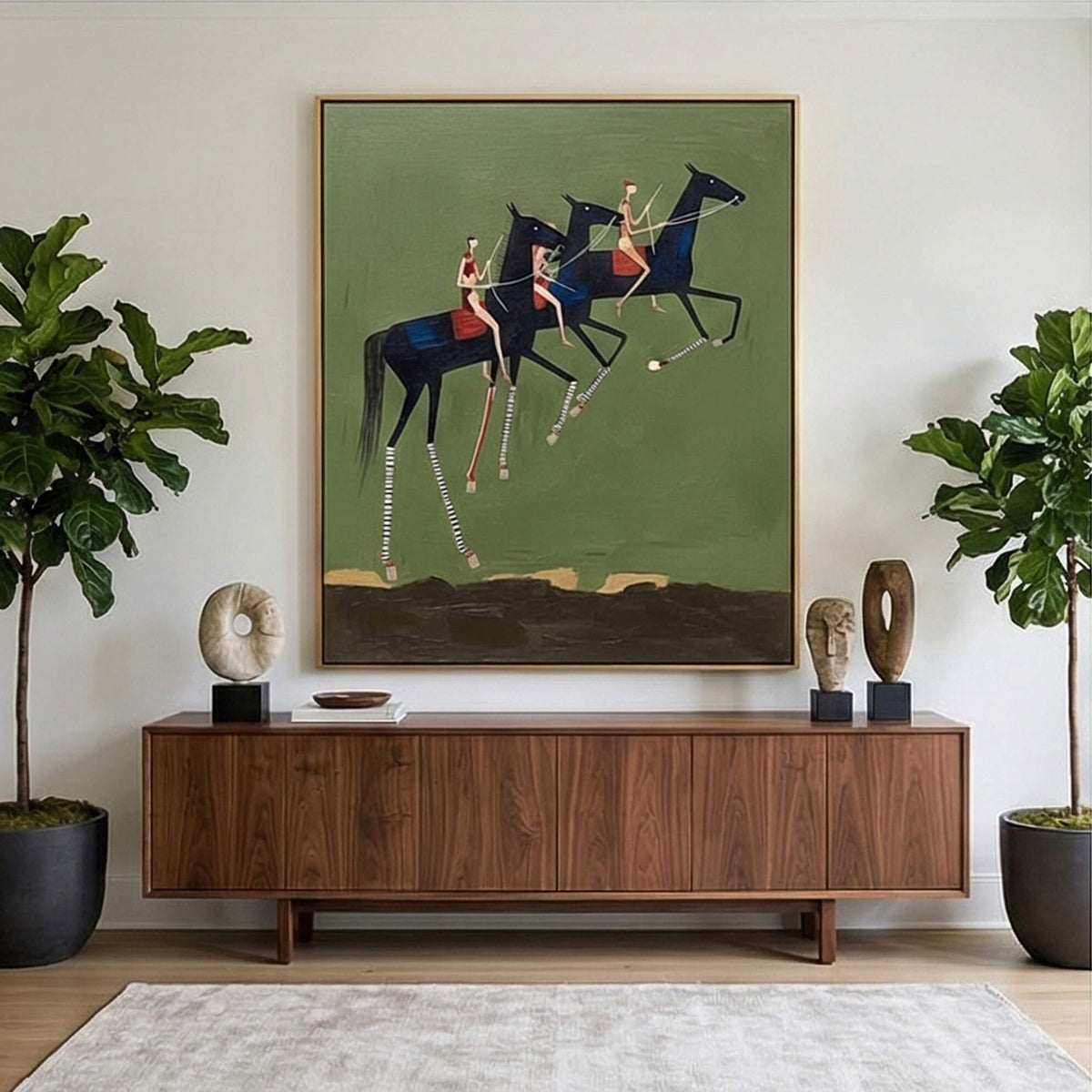 Vintage Americana Art | Equestrian Trio