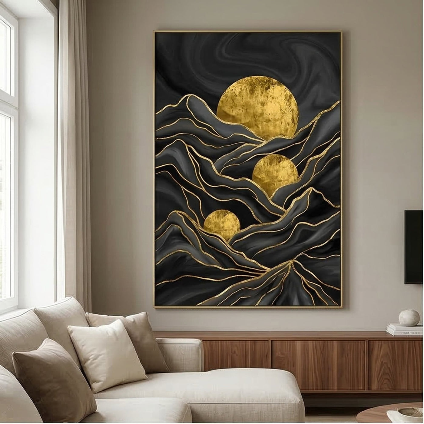 Contemporary Luxe Art | Golden Horizon Echo