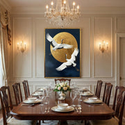 Impressionist Art | Moonlit Crane Duet