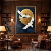 Impressionist Art | Moonlit Crane Duet