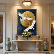 Impressionist Art | Moonlit Crane Duet