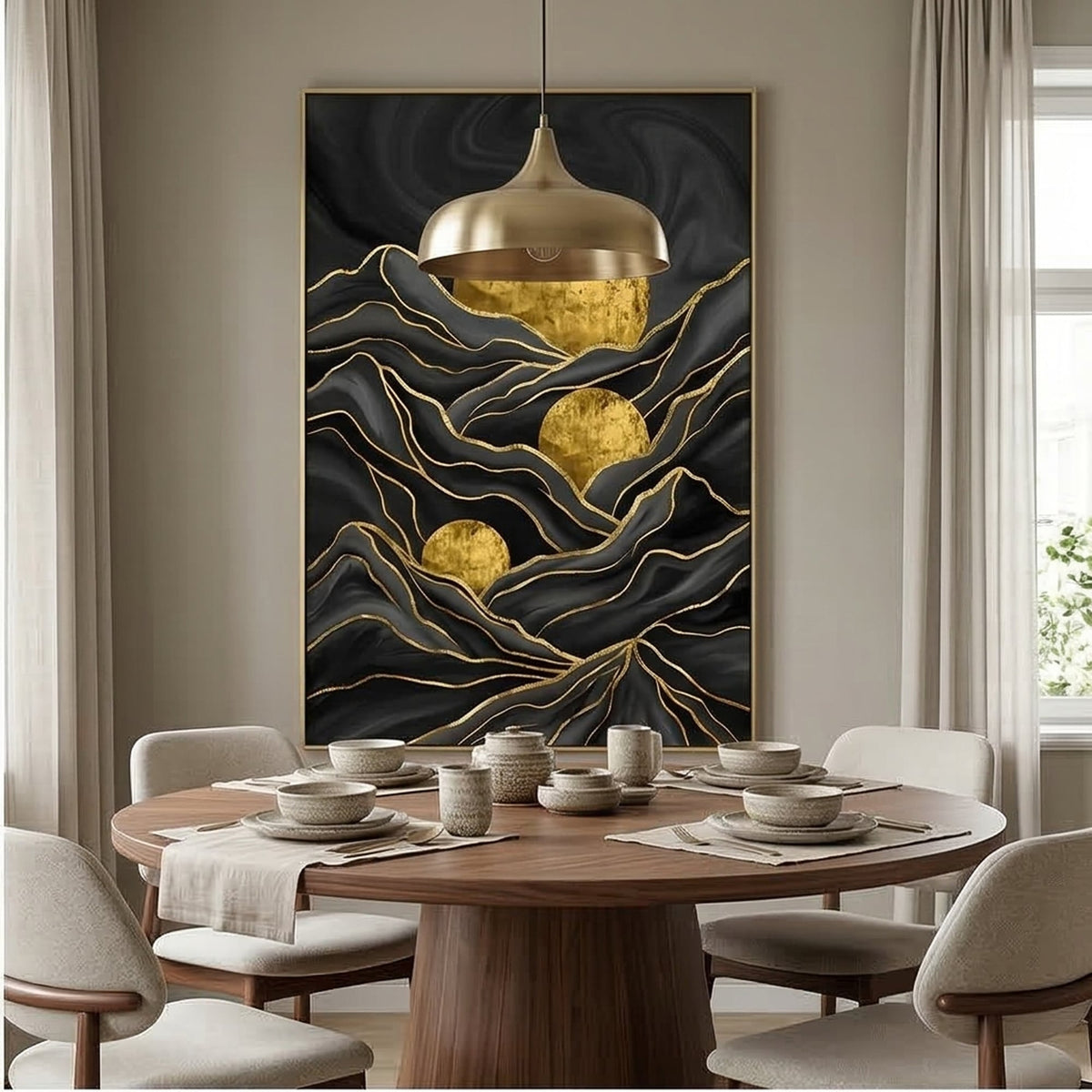 Contemporary Luxe Art | Golden Horizon Echo