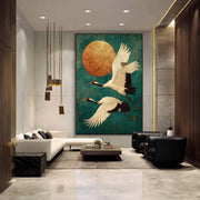 Impressionist Art | Moonlit Crane Dance
