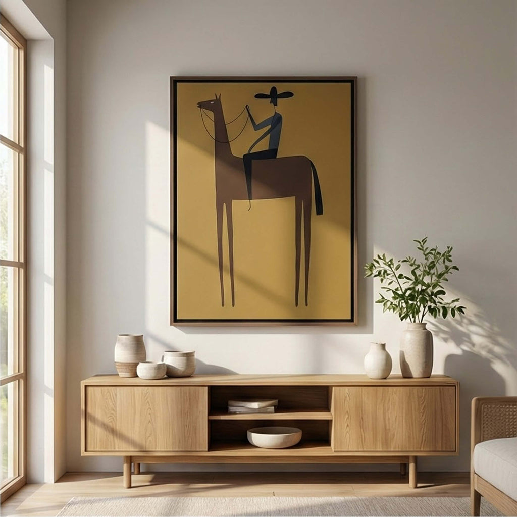 Vintage Americana Art | Golden Solitude Rider