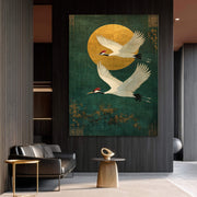 Impressionist Art | Golden Moon Crane