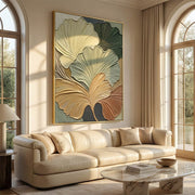 3D textured Art | Golden Leaf Whispers