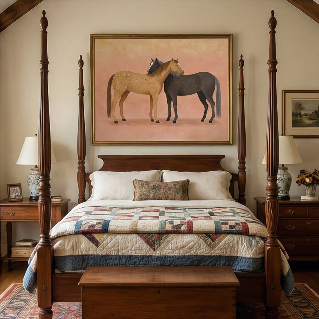 Vintage Americana Art | Tender Equine Embrace