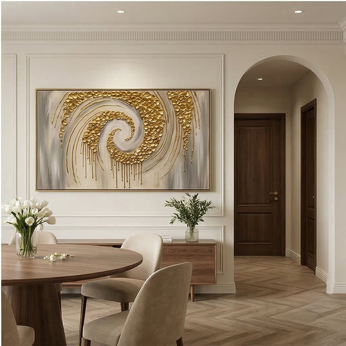 Contemporary Luxe Art | Golden Spiral Veil