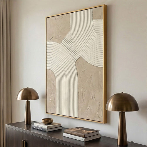 3D textured Art | Linen Gold Arcs