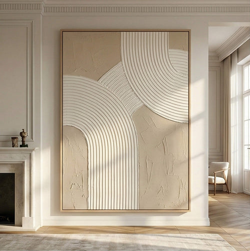 3D textured Art | Linen Gold Arcs