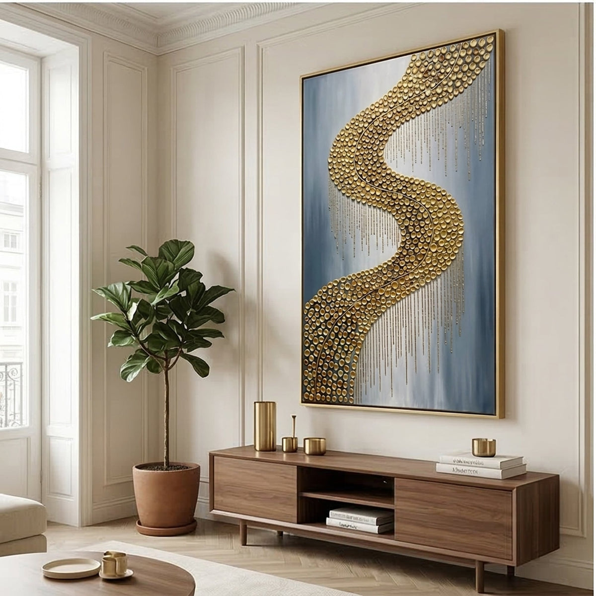 Contemporary Luxe Art | Gilded River Curve