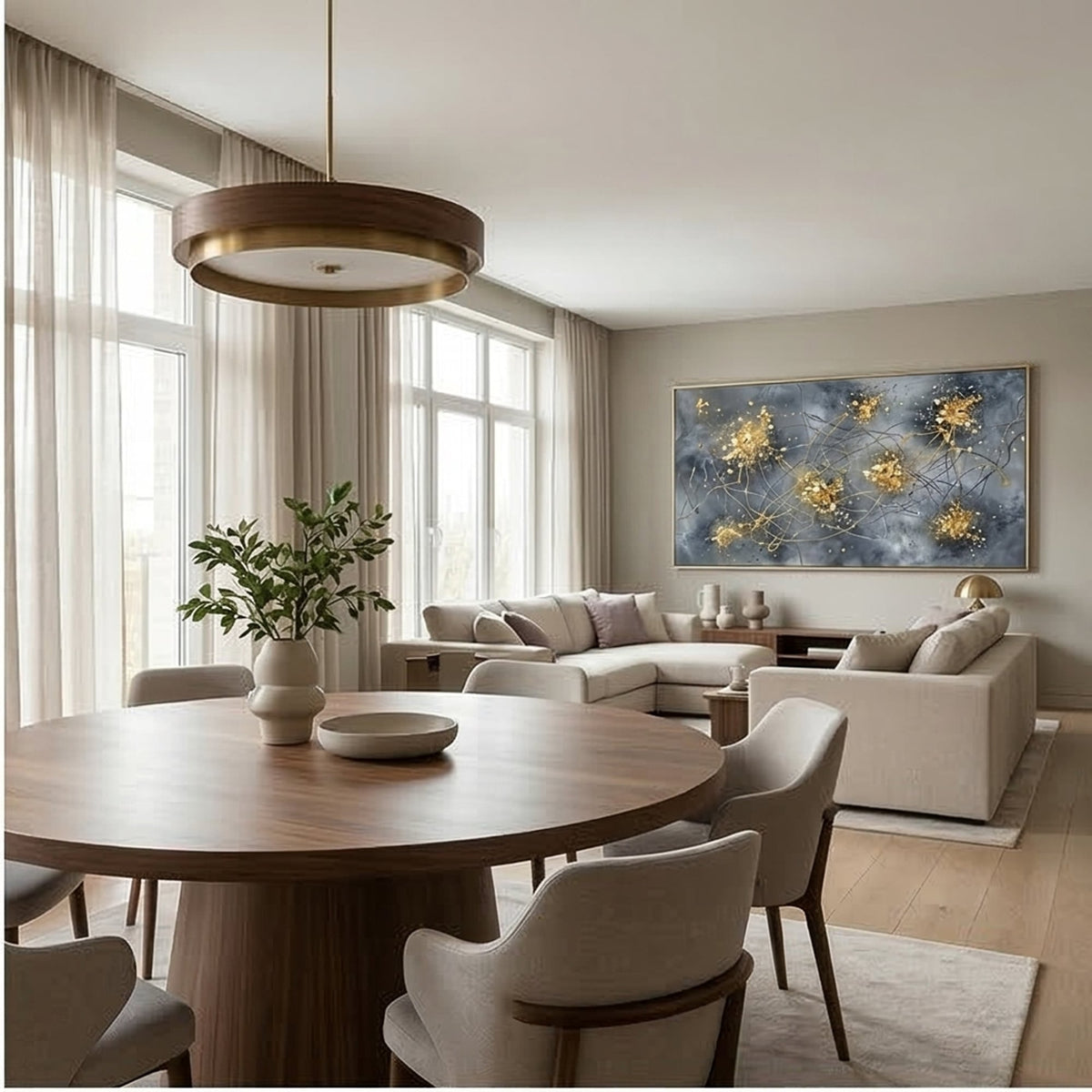 Contemporary Luxe Art | Golden Ember Bloom