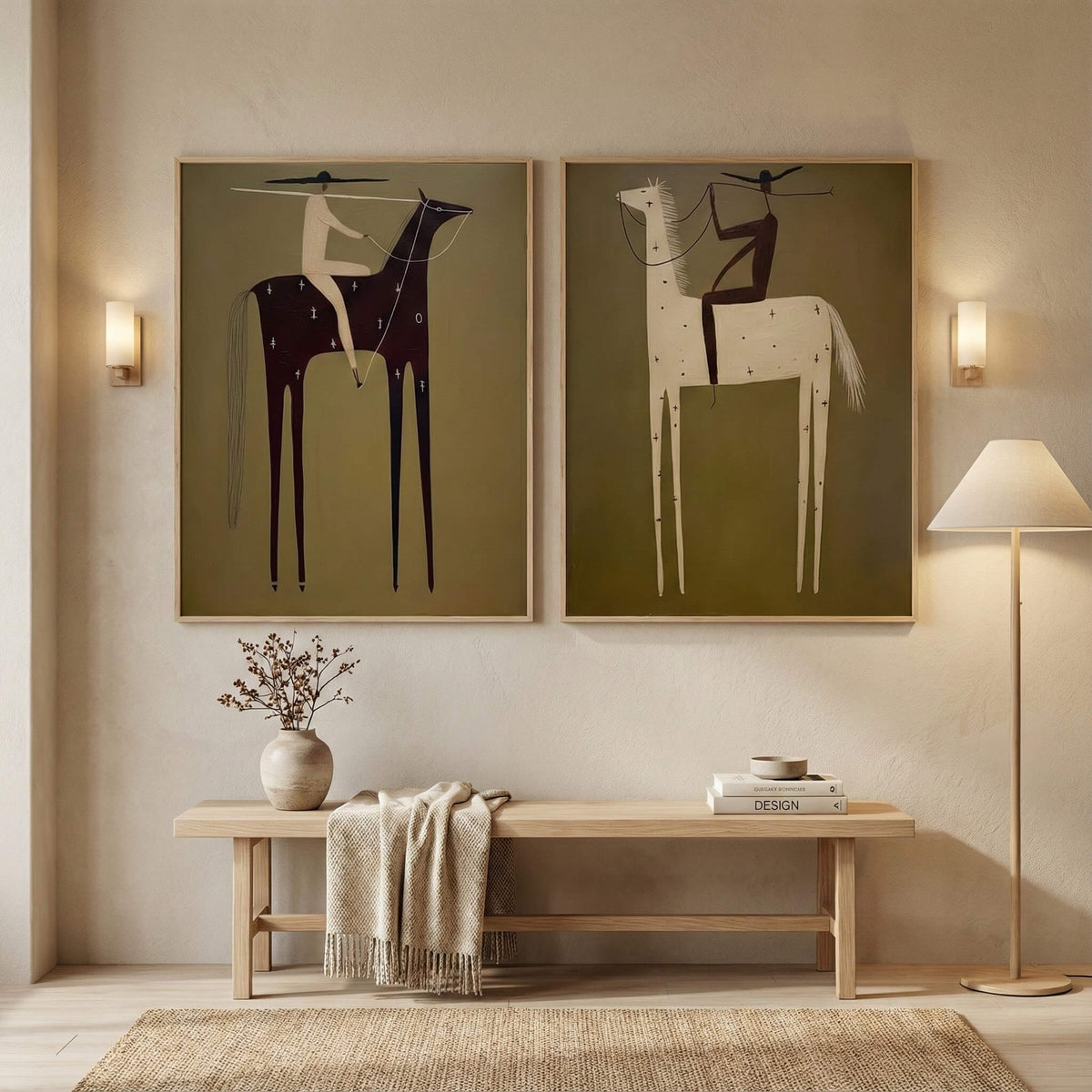 Vintage Americana Art | Green Duality Riders
