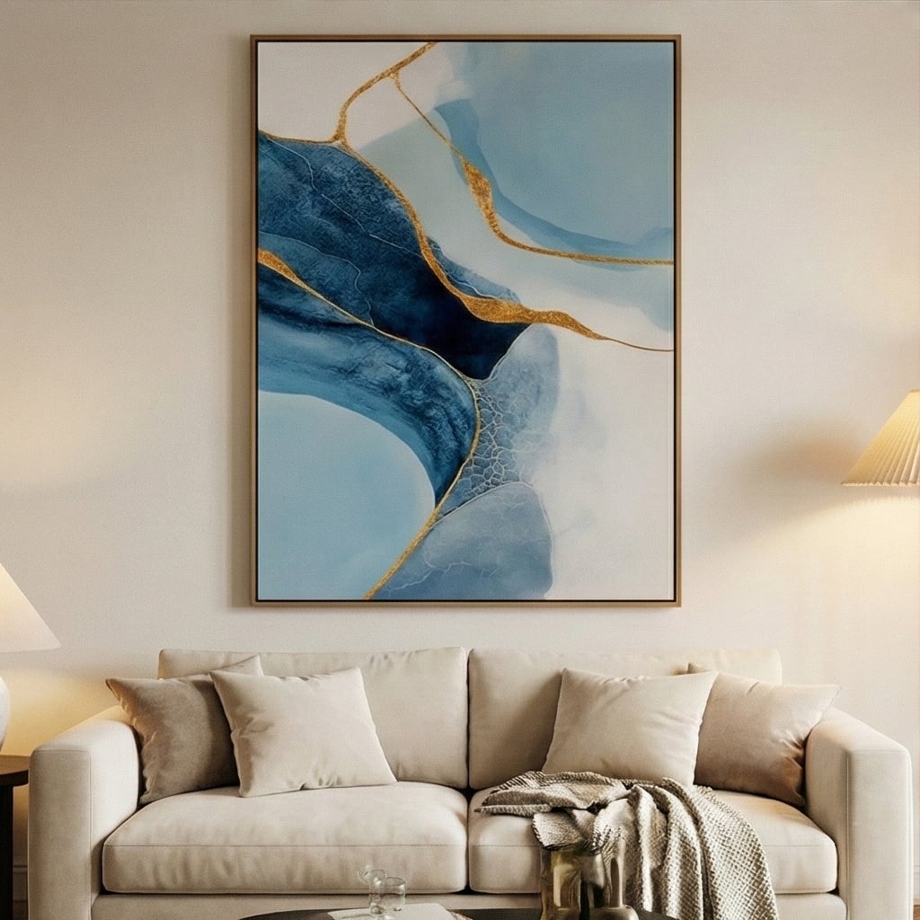 Contemporary Luxe Art | Azure Kintsugi