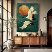 Impressionist Art | Moonlit Crane Dance