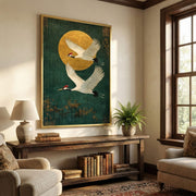 Impressionist Art | Golden Moon Crane
