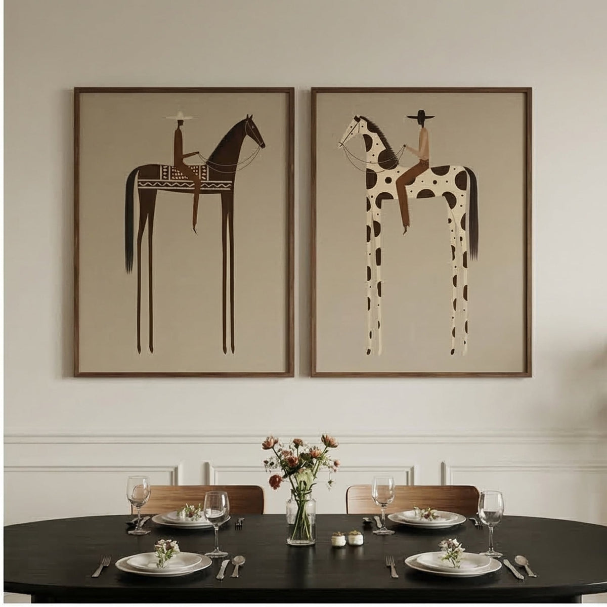 Vintage Americana Art | Tall Prairie Duet