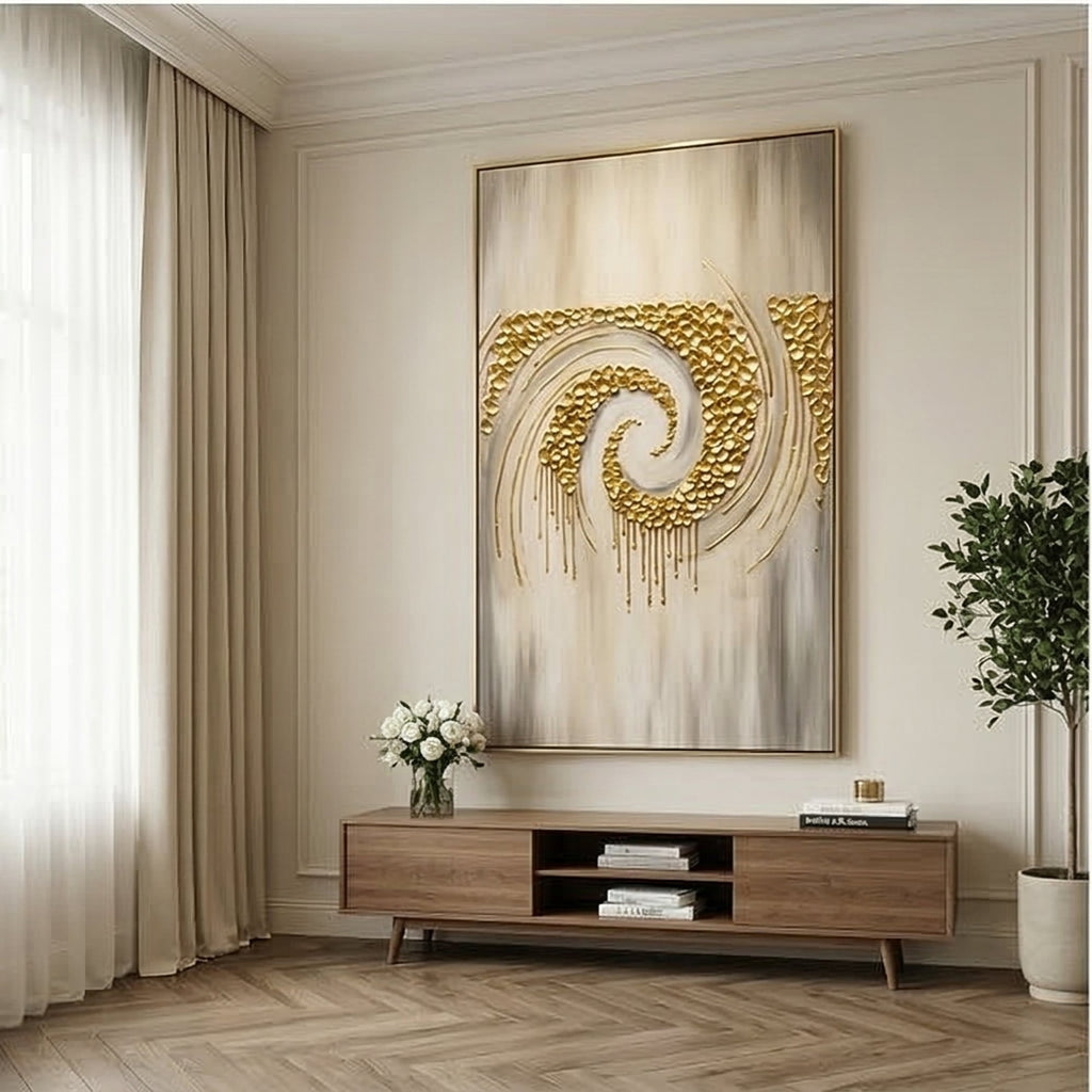 Contemporary Luxe Art | Golden Whisper Spiral