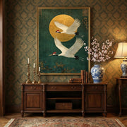 Impressionist Art | Golden Moon Crane