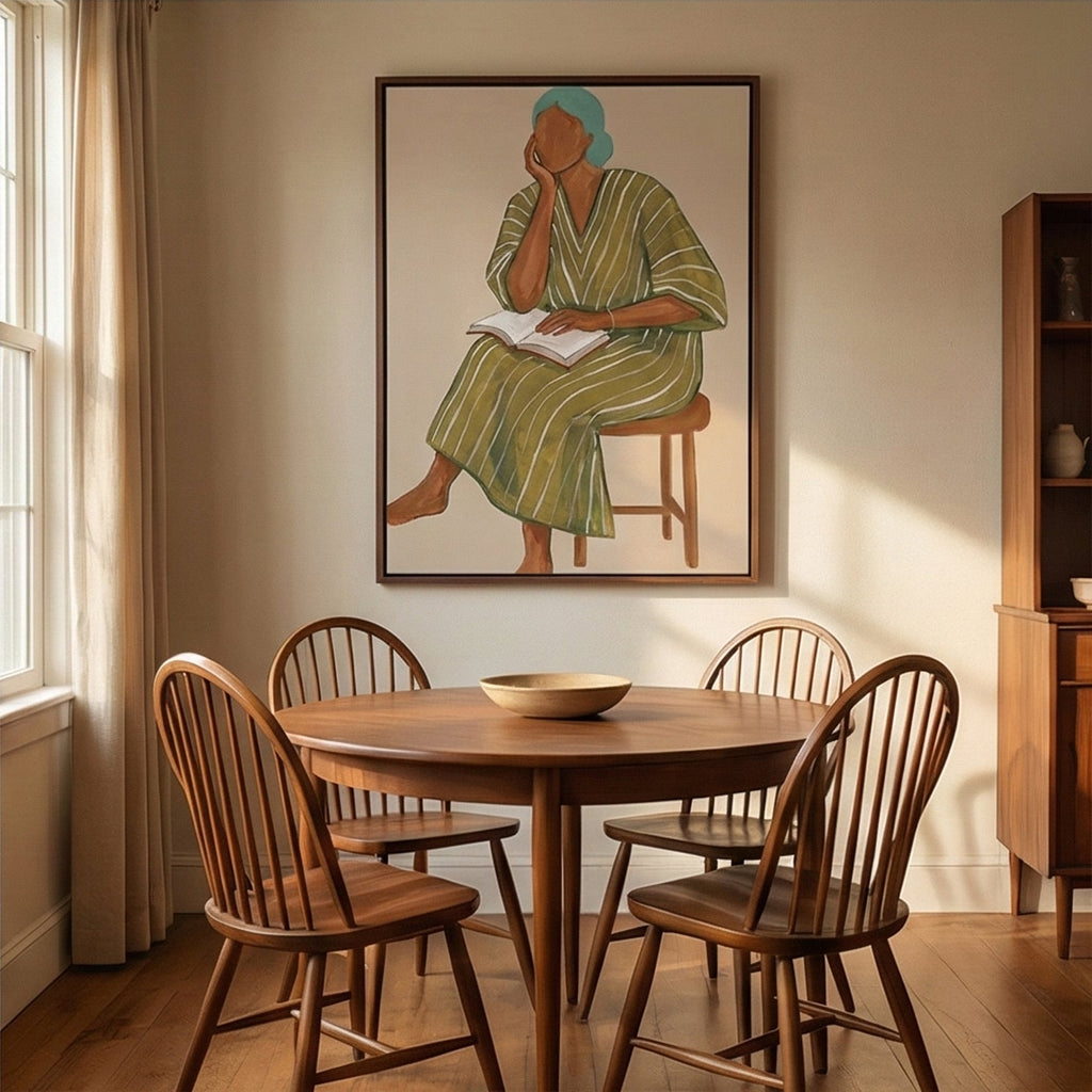 Surreal Art | Cozy-Green Striped Reader