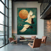 Impressionist Art | Moonlit Crane Dance