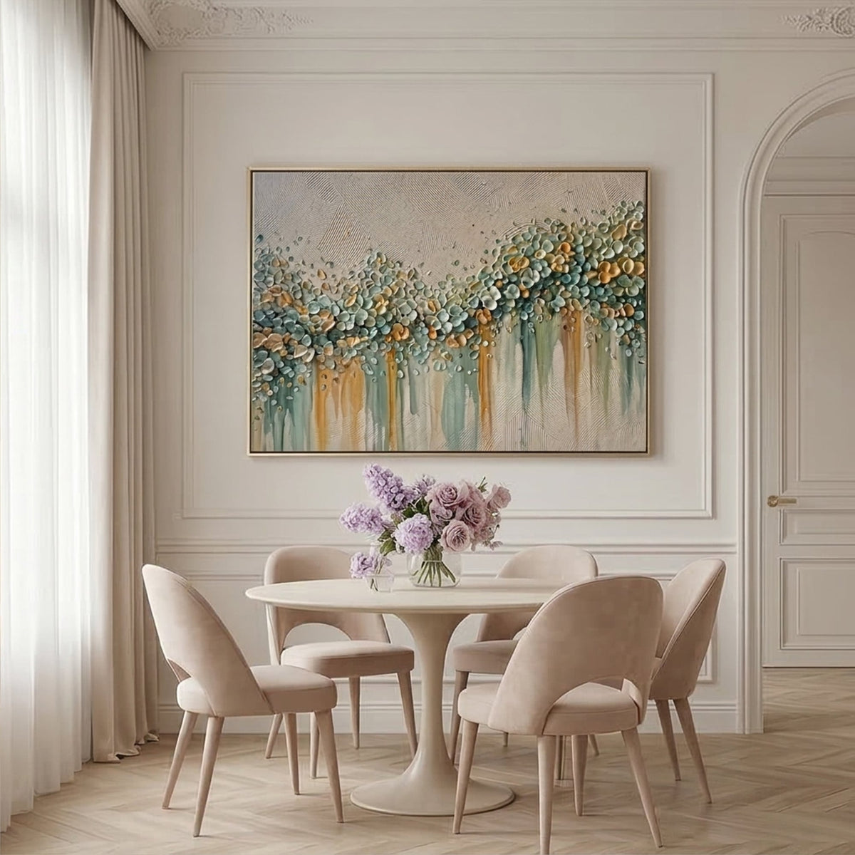 3D-Textured Art | Petal Cascade Glow - B