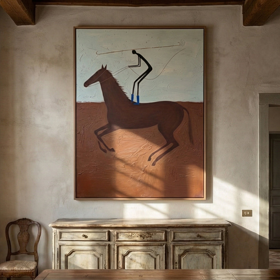 Vintage Americana Art | Galloping Rider