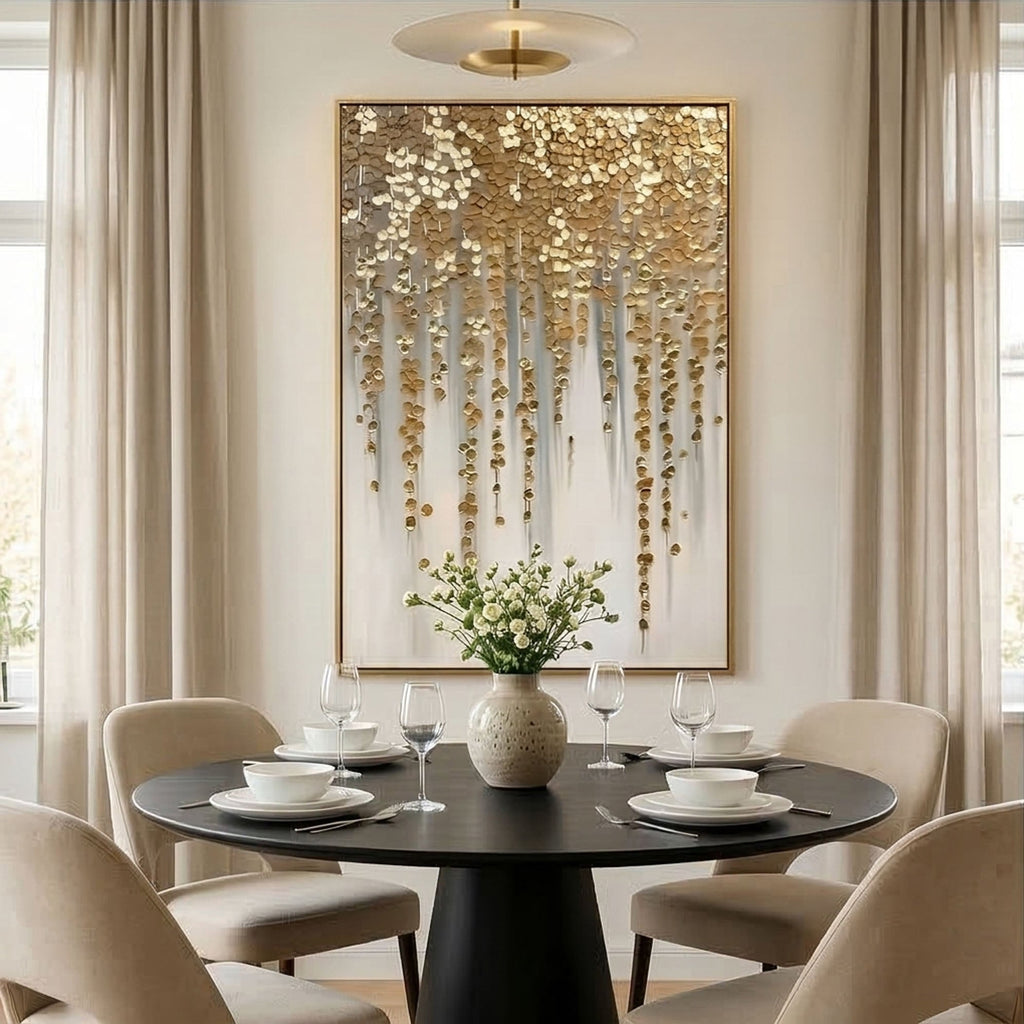 Contemporary Luxe Art | Golden Petal Falls