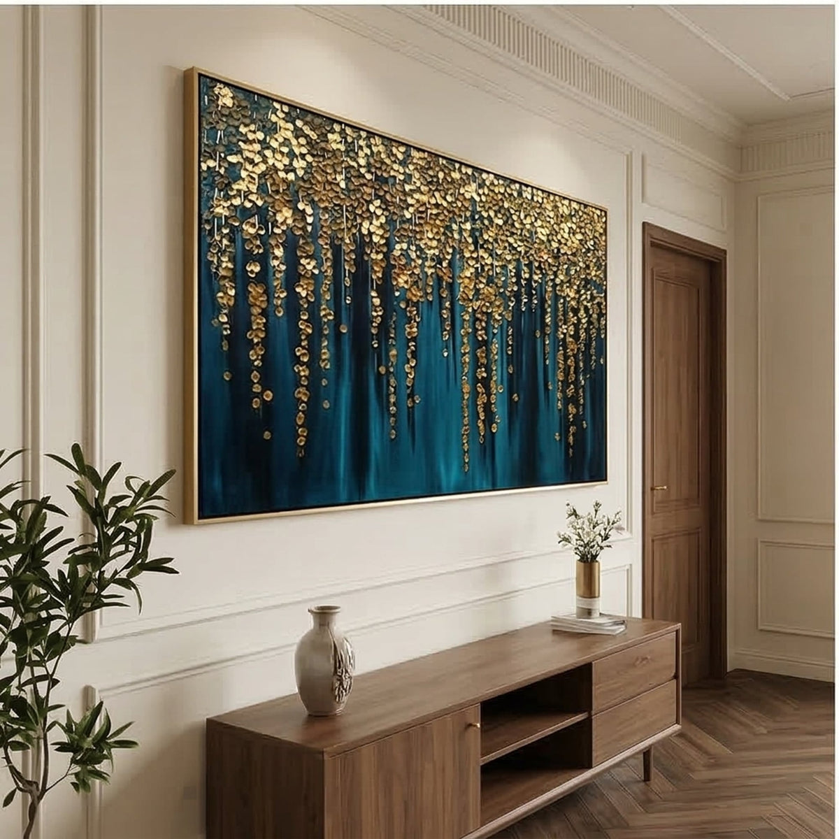 Contemporary Luxe Art | Golden Canopy Falls