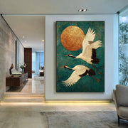 Impressionist Art | Moonlit Crane Dance