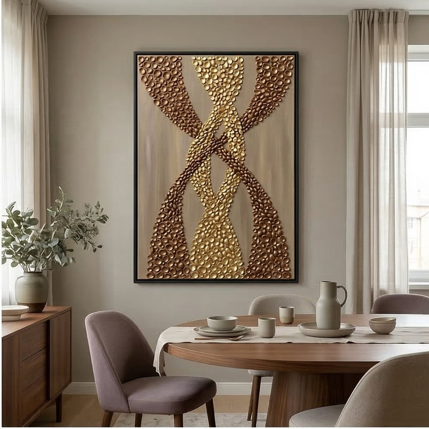 Contemporary Luxe Art | Interwoven Golden Tides